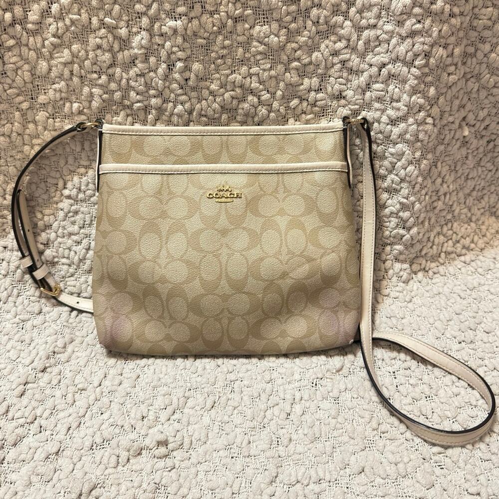 Coach Crossbody Bag File Bag Signature Beige F29210 PVC